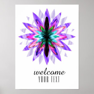 Mandala Damask Herzlich Willkommen in Lotus Blume Poster