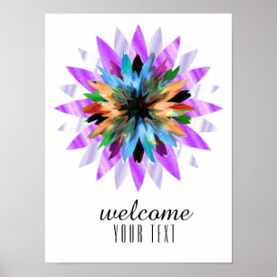 Mandala Damask Herzlich Willkommen in Lotus Blume Poster