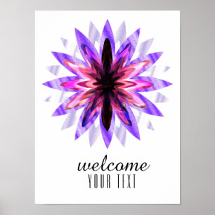Mandala Damask Herzlich Willkommen in Lotus Blume Poster