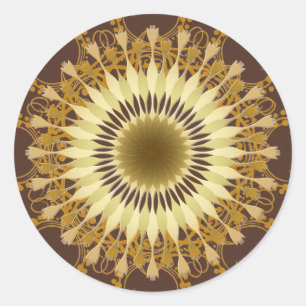 Mandala Damask Lotus Blume Art Runder Aufkleber