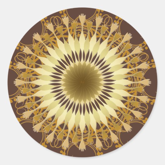 Mandala Damask Lotus Blume Art Runder Aufkleber (Vorderseite)