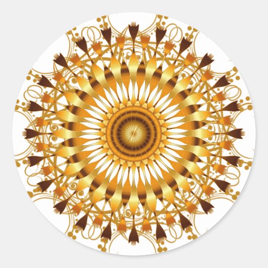 Mandala Damask Lotus Blume Art Runder Aufkleber (Vorderseite)