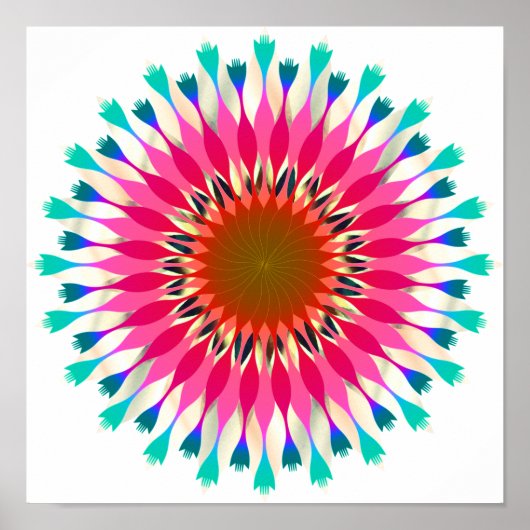 Mandala Damask Lotus Blume Lotus Poster (Vorne)