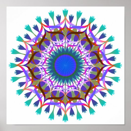 Mandala Damask Lotus Blume Lotus Poster (Vorne)