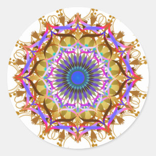Mandala Damask Lotus Blume Lotus Runder Aufkleber