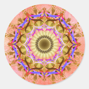 Mandala Damask Lotus Blume Lotus Runder Aufkleber