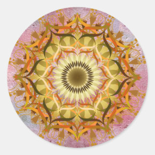 Mandala Damask Lotus Blume Lotus Runder Aufkleber