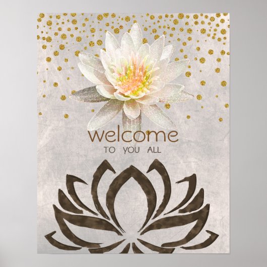 Mandala Damask Lotus Willkommen Yoga Meditation Poster (Vorne)