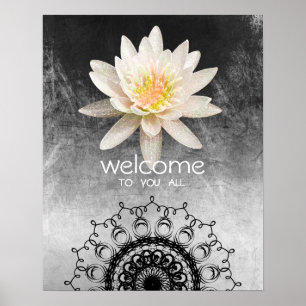 Mandala Damask Lotus Willkommen Yoga Meditation Poster