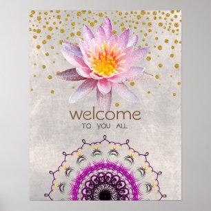 Mandala Damask Lotus Willkommen Yoga Meditation Poster