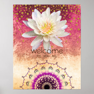 Mandala Damask Lotus Willkommen Yoga Meditation Poster