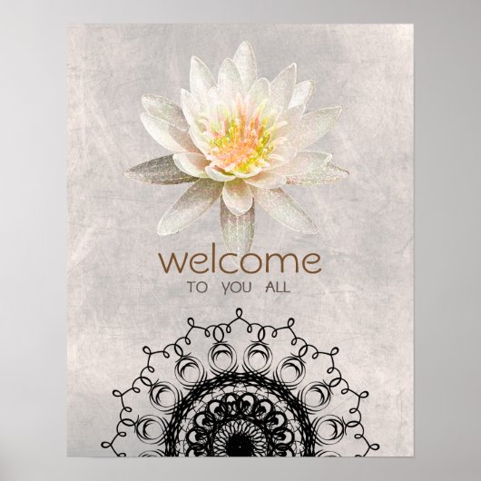 Mandala Damask Lotus Willkommen Yoga Meditation Poster (Vorne)