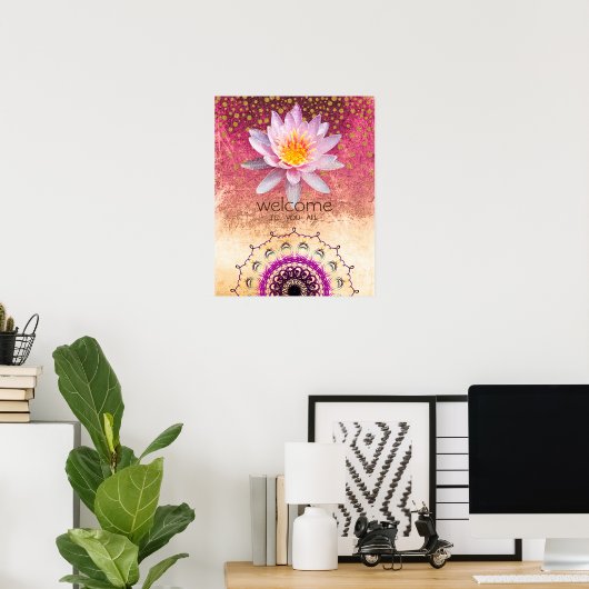 Mandala Damask Lotus Willkommen Yoga Meditation Poster (Heimbüro)