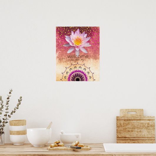 Mandala Damask Lotus Willkommen Yoga Meditation Poster (Küche)