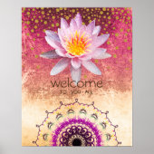 Mandala Damask Lotus Willkommen Yoga Meditation Poster (Vorne)