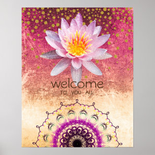Mandala Damask Lotus Willkommen Yoga Meditation Poster
