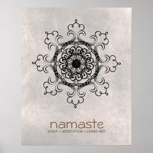 Mandala Damask Namaste Yoga Meditation Poster (Vorne)