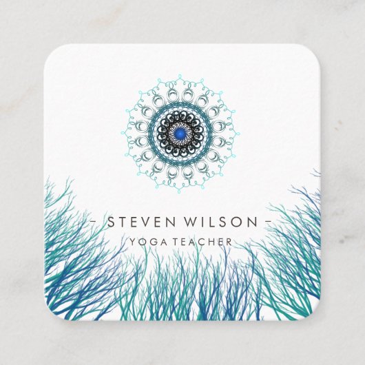 Mandala Damask Yoga Holistic Medical Massage Sq Quadratische Visitenkarte (Vorderseite)