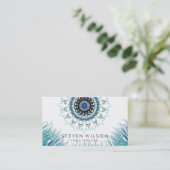 Mandala Damask Yoga Holistic Medical Massage Visitenkarte (Stehend Vorderseite)