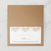 Mandala Danke Brown Boho Indian Modern Wedding Platzkarte (Außenseite Aufgefaltet)