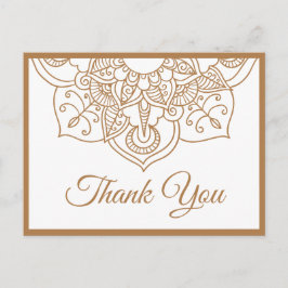 Mandala Danke Brown Boho Indian Modern Wedding Postkarte