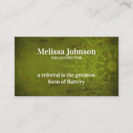 Mandala Dark Green Yoga Meditation Dozentin Empfehlungskarte