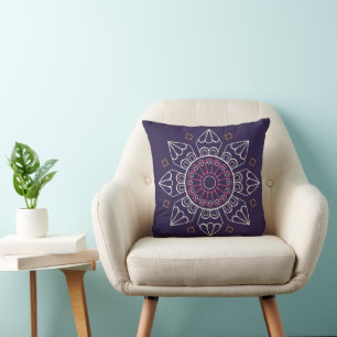Mandala Decorative Throw Kissen - Lila geometrisch