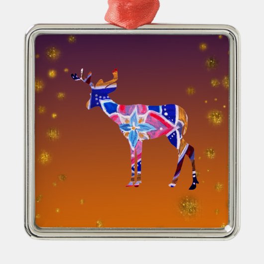 Mandala Deer Ornament Aus Metall (Vorne)