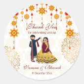 Mandala Dekoration tanzend indisches Paar mehndi s Runder Aufkleber (Vorderseite)