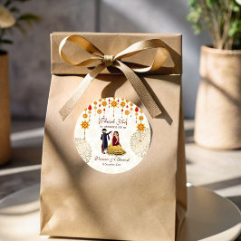 Mandala Dekoration tanzend indisches Paar mehndi s Runder Aufkleber