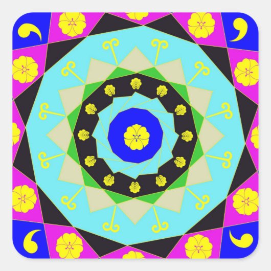Mandala: Dekorativ Quadratischer Aufkleber (Vorderseite)