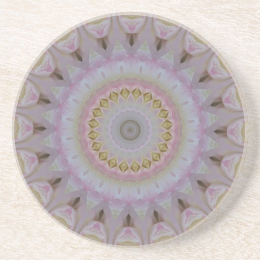 Mandala der gelben Rosen Sandstein Untersetzer (Vorne)