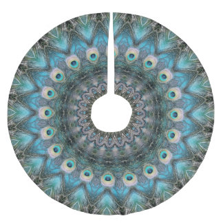 Mandala der Pfau-Augen Polyester Weihnachtsbaumdecke