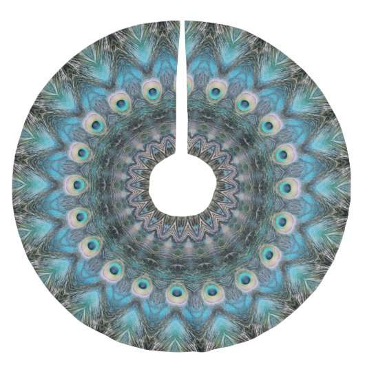 Mandala der Pfau-Augen Polyester Weihnachtsbaumdecke (Vorderseite)
