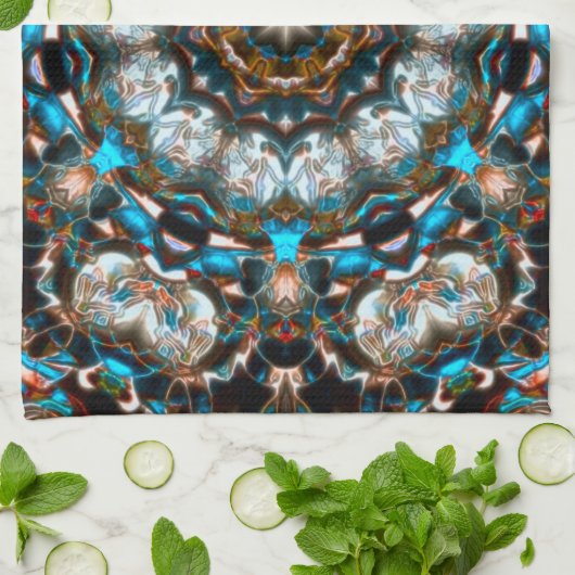 Mandala, der wie ein Krater in hellen Farben aussi Geschirrtuch (Gefaltet)