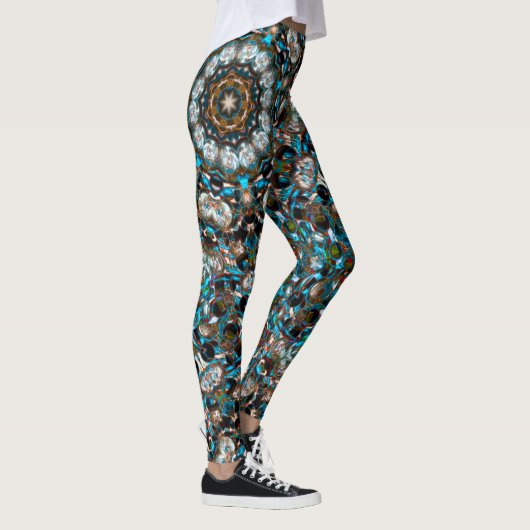Mandala, der wie ein Krater in hellen Farben aussi Leggings (Rechts)