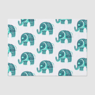Mandala des aquamarinen niedlicher Elefant Seidenpapier