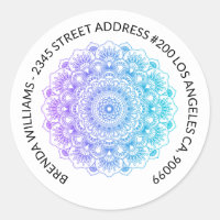 Mandala Design blau-grün bis lila ombre