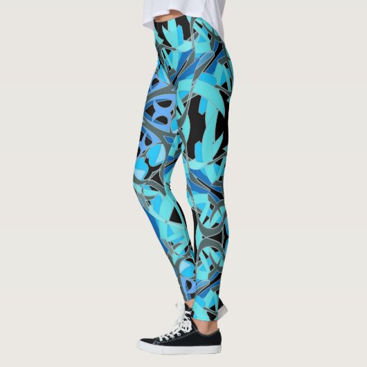 Mandala Design, Blue Ivy auf Black Leggings (Links)