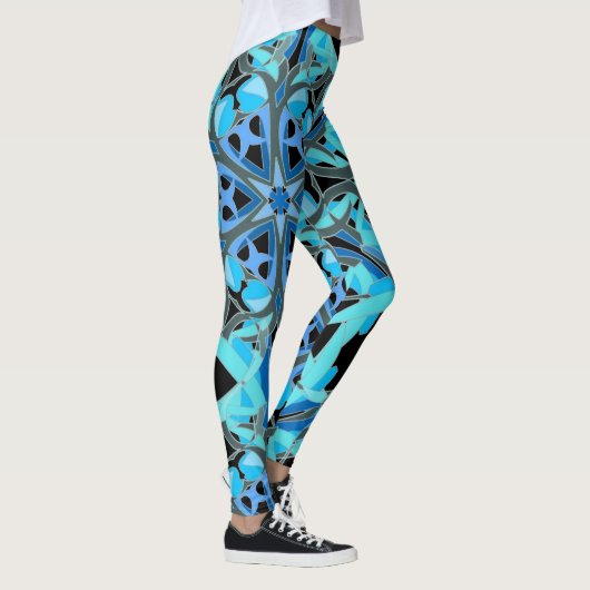 Mandala Design, Blue Ivy auf Black Leggings (Rechts)