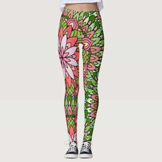 Mandala Design Christmas Pointsettia, Urlaub Leggings (Vorderseite)