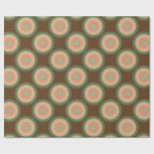 Mandala Design grün, orange indisch Geschenkpapier (Flach)