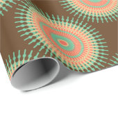 Mandala Design grün, orange indisch Geschenkpapier (Rolleneckpunkt)