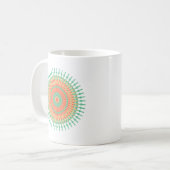 Mandala Design grün, orange indisch Kaffeetasse (Vorderseite Links)