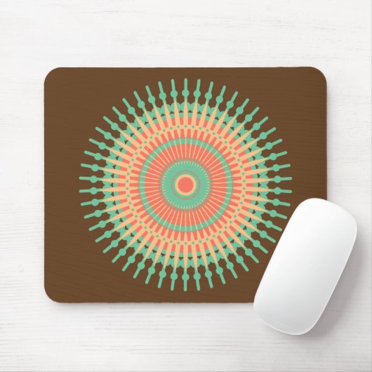 Mandala Design grün, orange indisch Mousepad (Mit Mouse)