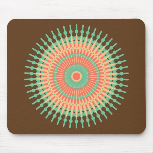 Mandala Design grün, orange indisch Mousepad (Vorne)