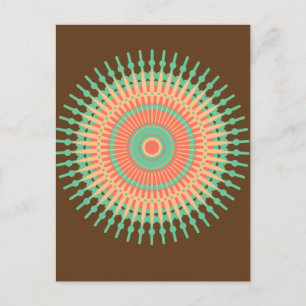 Mandala Design grün, orange indisch Postkarte