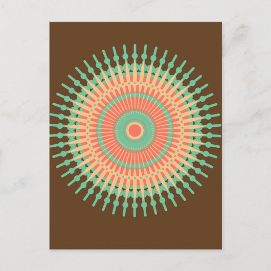 Mandala Design grün, orange indisch Postkarte (Vorderseite)