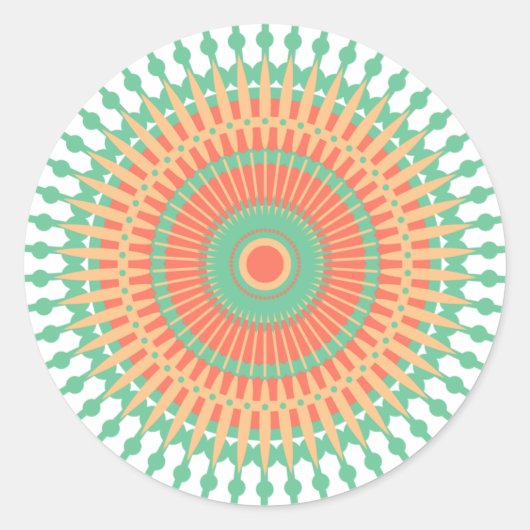 Mandala Design grün, orange indisch Runder Aufkleber (Vorderseite)