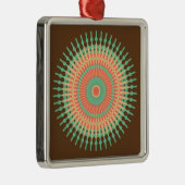 Mandala Design grün, orange indisch Silbernes Ornament (Rechts)